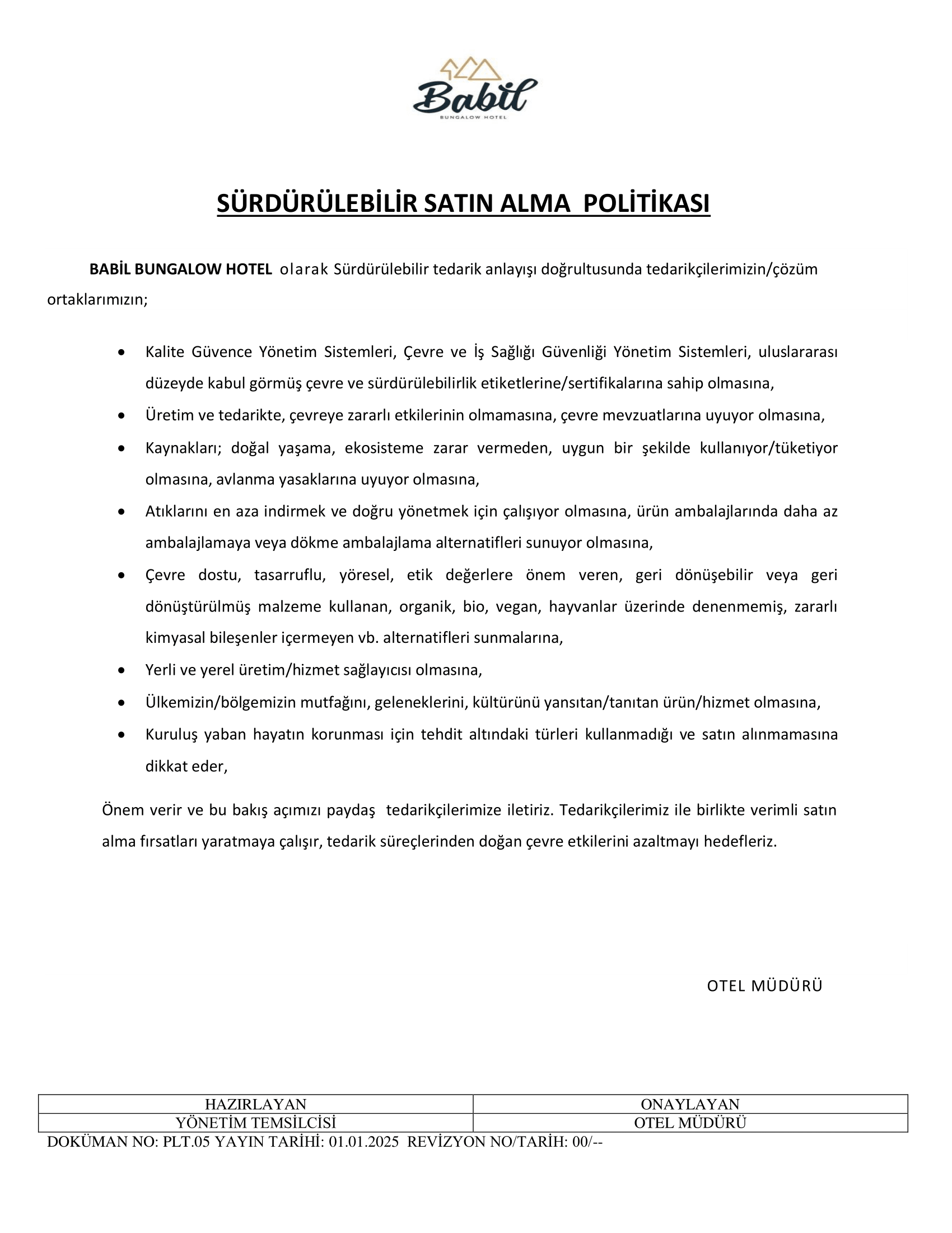 PLT.05 SURDURULEBILIR SATIN ALMA  POLITIKASI